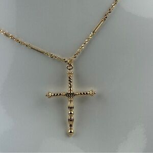 Elegant 14K Gold Plated/Faux Diamond Cross Crucifix Pendant Necklace Jewelry NEW